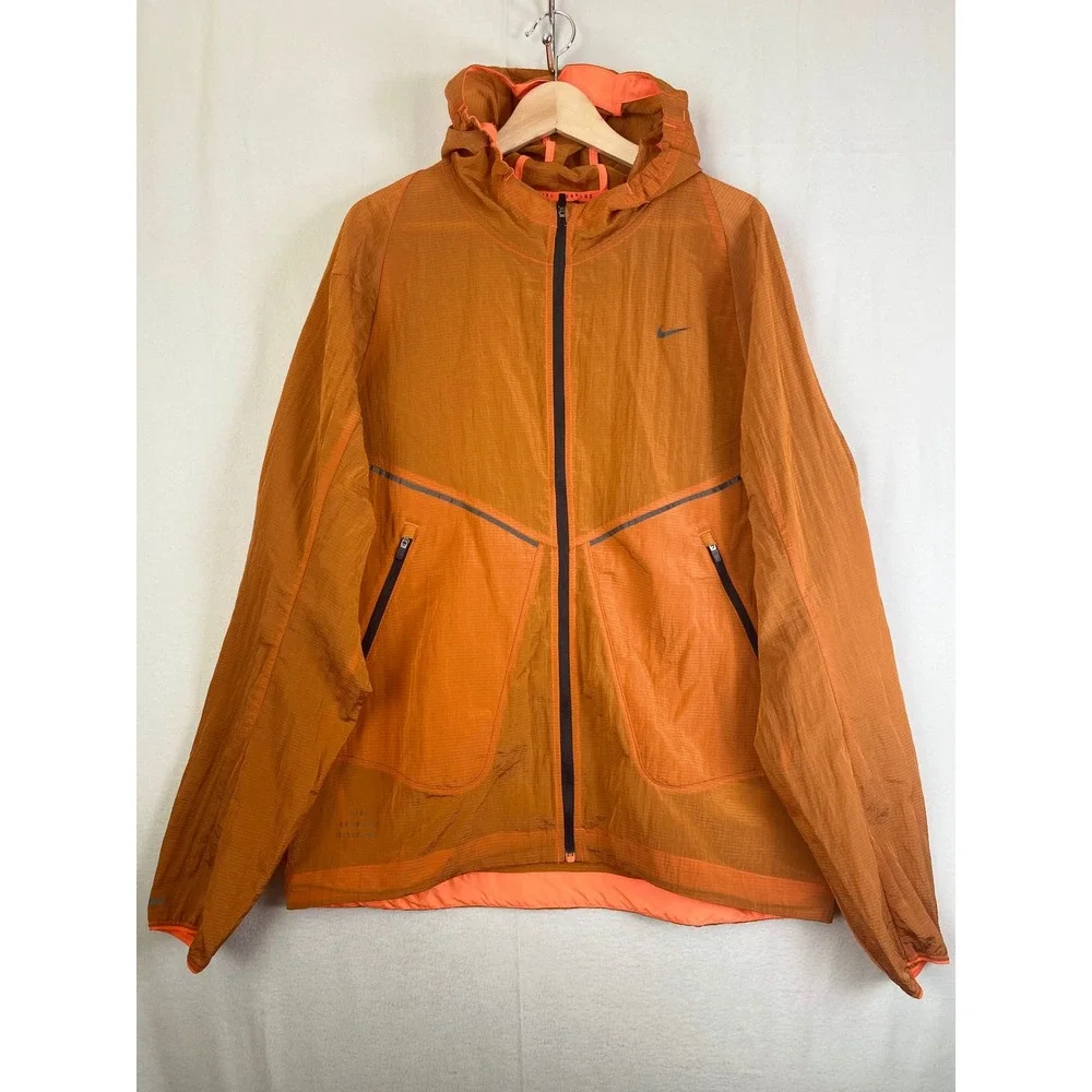 Nike Repel Division Running Jacket L Hooded Water Repellent Orange HJ3522-819
